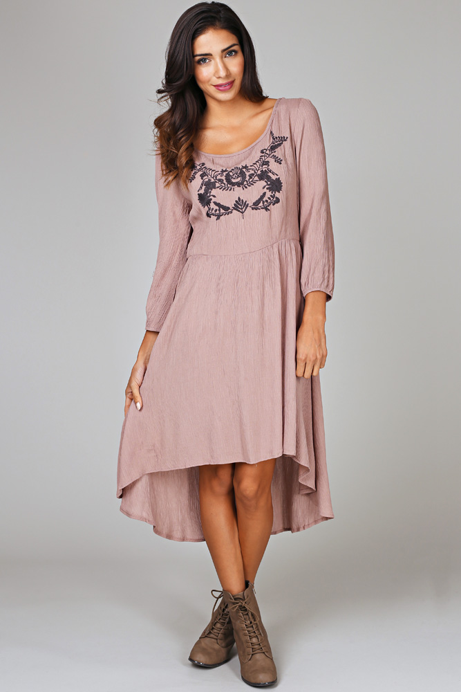 dusty pink linen dress