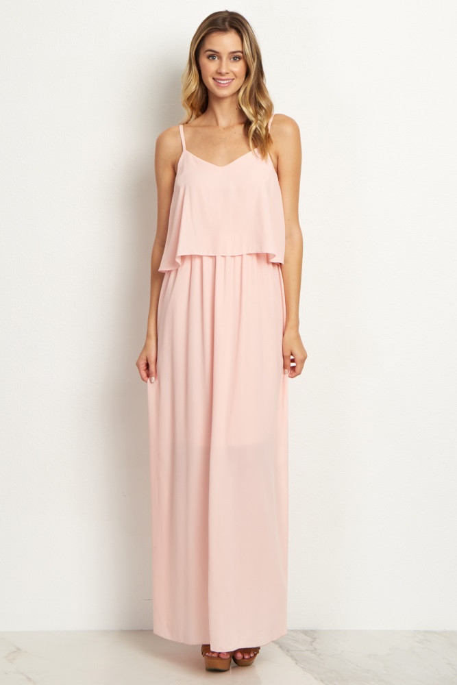 light pink casual maxi dress