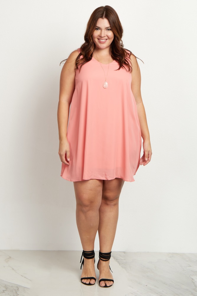 salmon pink dress plus size