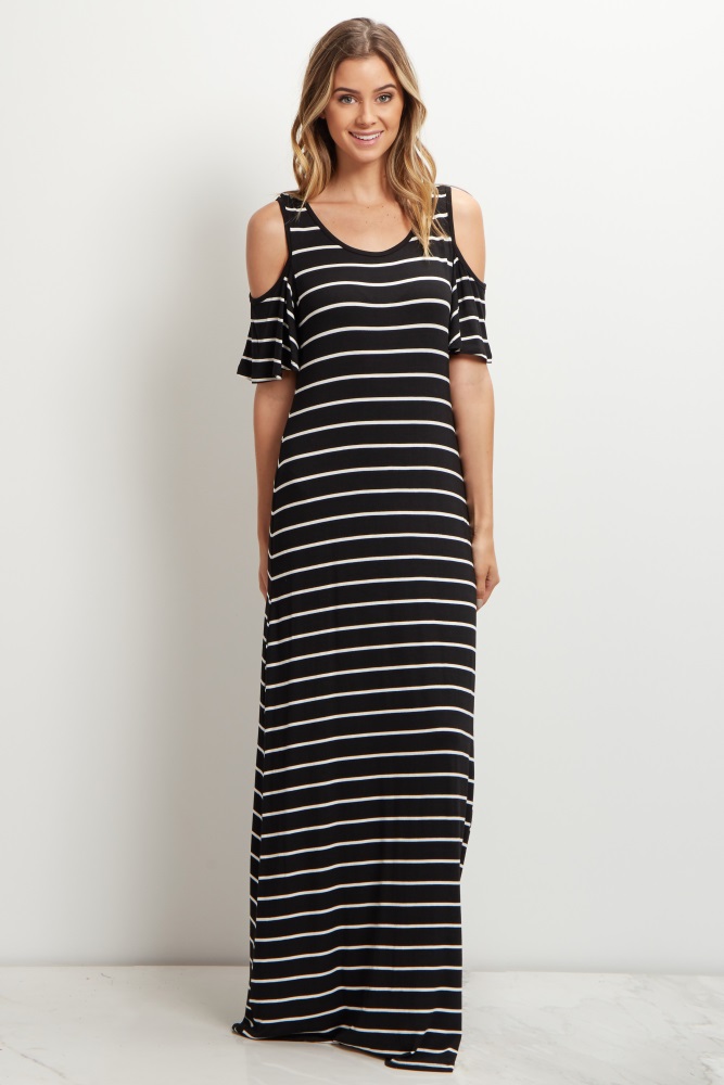 cold shoulder maternity maxi dress
