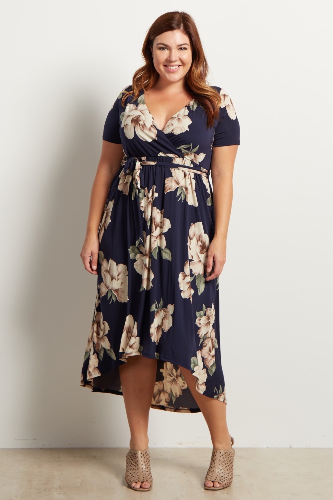 plus size navy floral dress