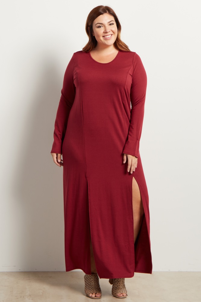 burgundy maxi dress plus size
