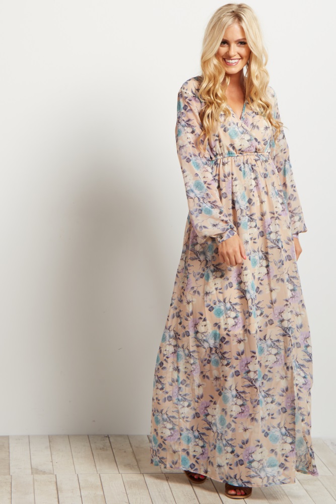 floral chiffon dress long sleeve