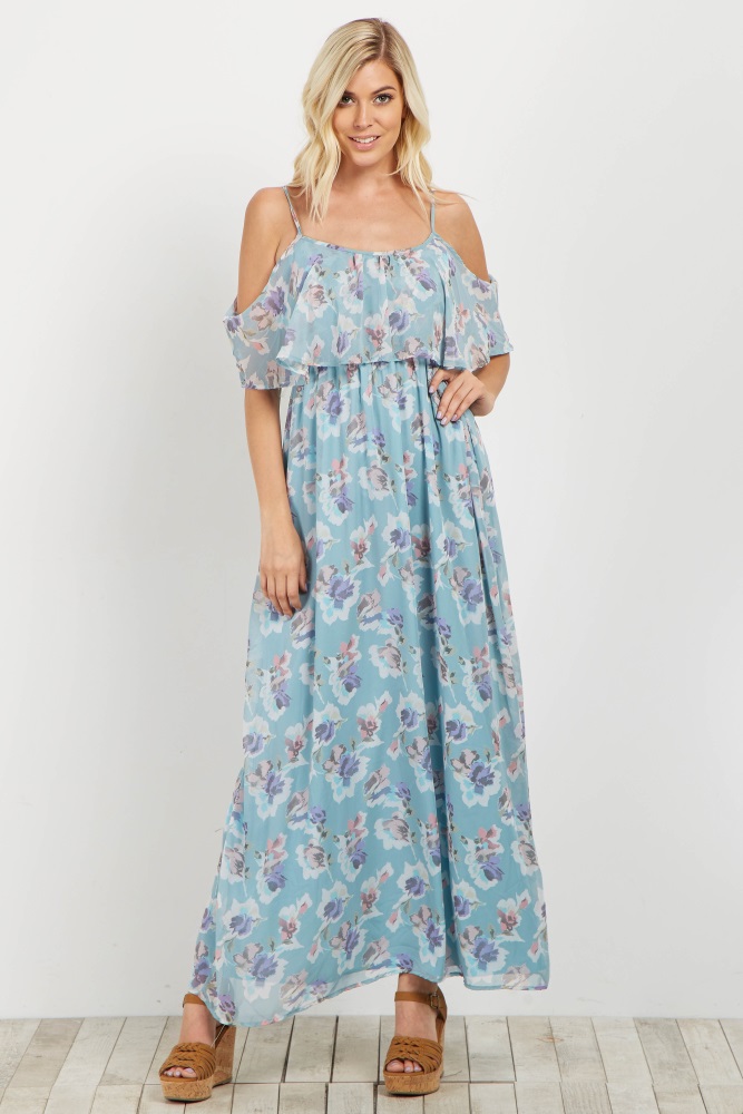 cold shoulder maxi dress floral