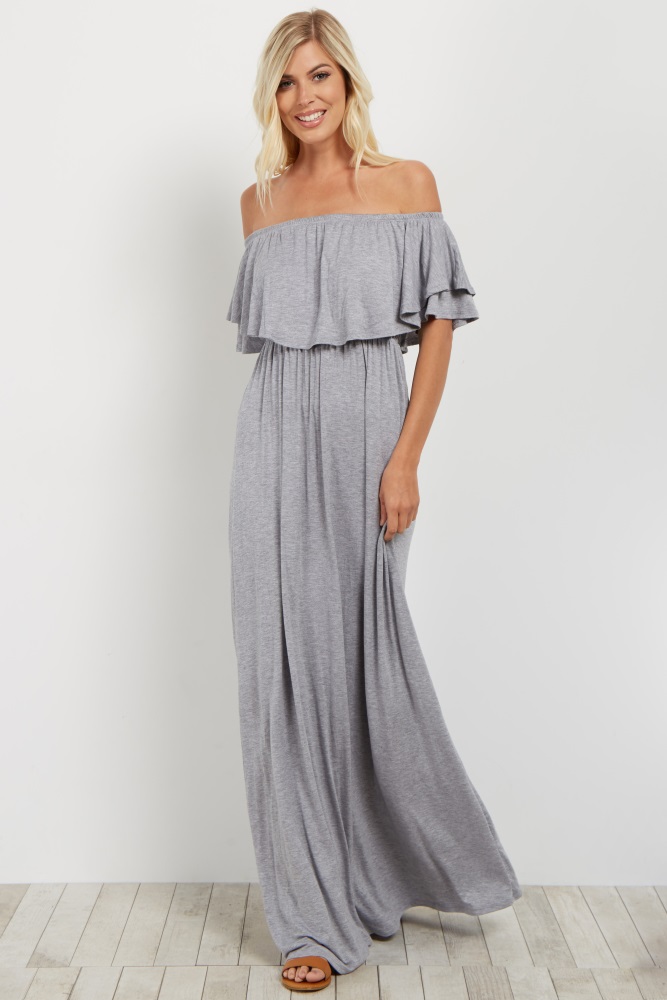 long off the shoulder maxi dress