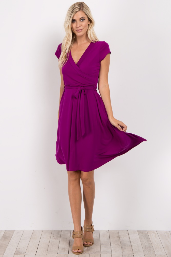 magenta wrap dress