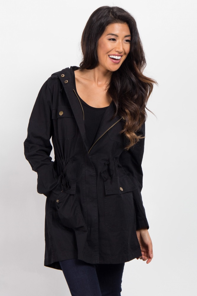 black hooded utility jacket