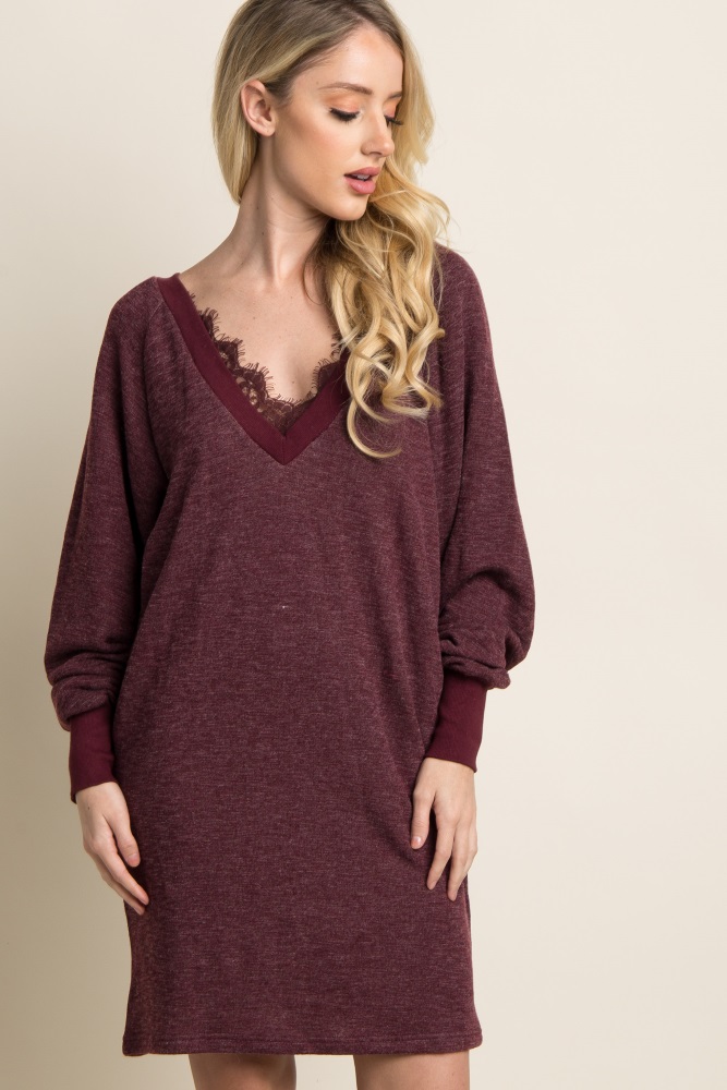 sweater dress with lace trim