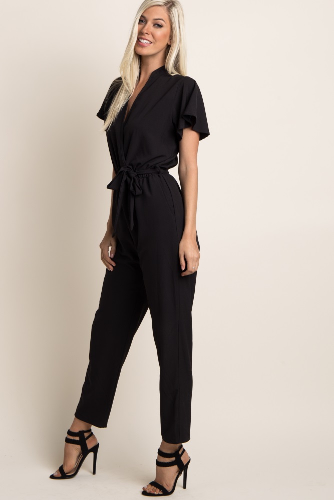 black wrap front jumpsuit