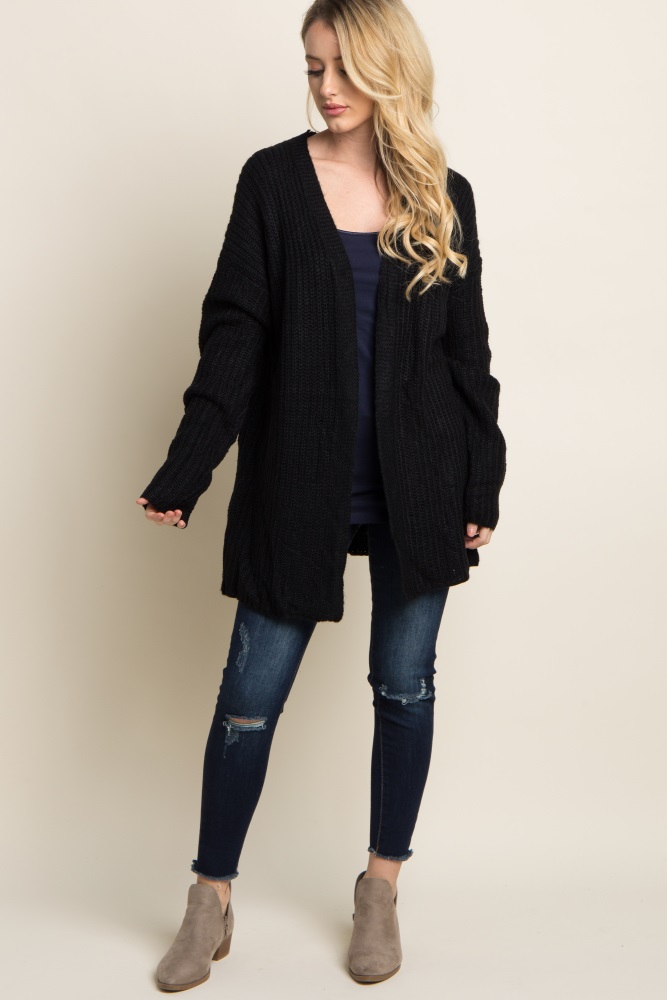 black knit cardigan