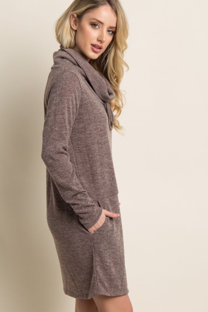 cowl neck knit dress