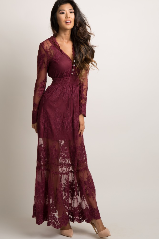 cheap burgundy maxi dress