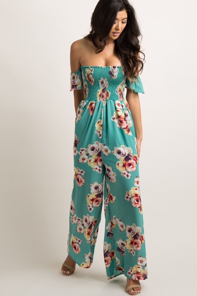 turquoise floral jumpsuit