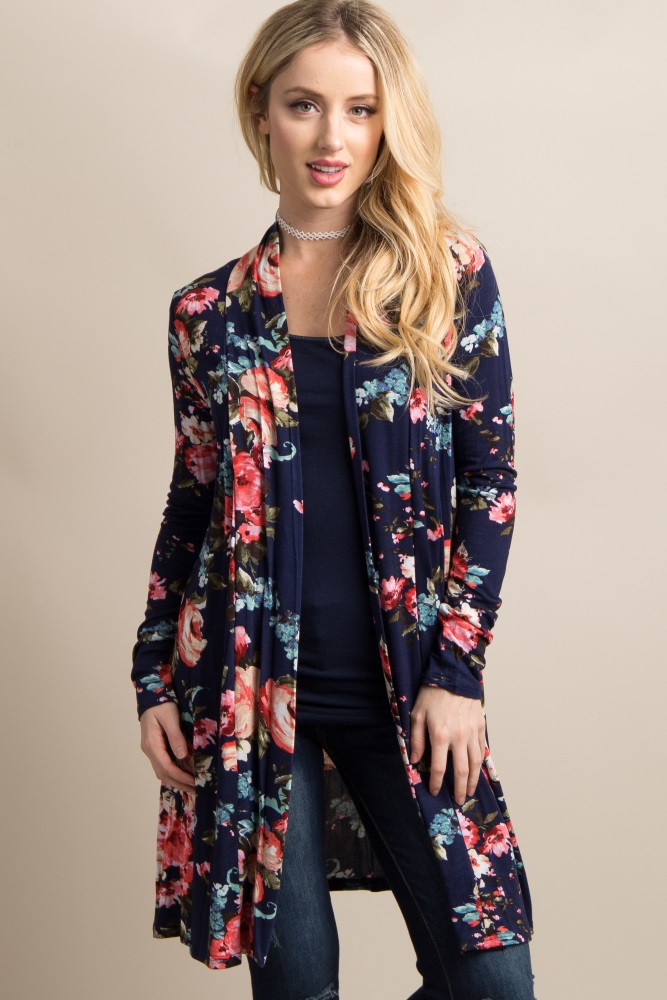 long floral cardigan