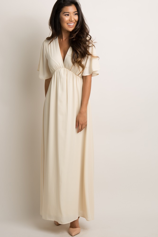ivory maxi dress with sleeves