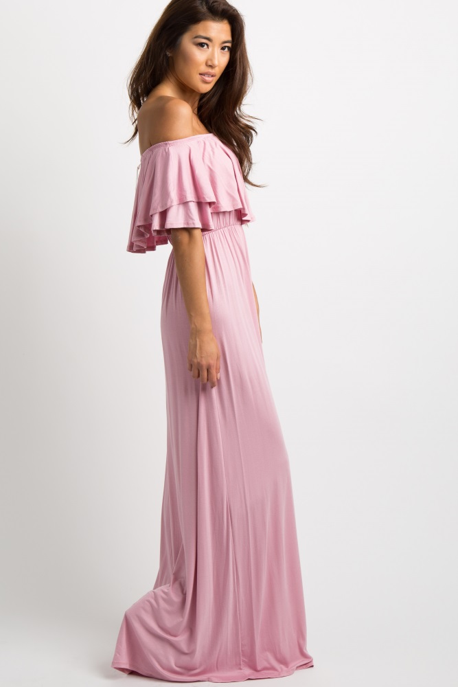 off the shoulder flowy maxi dress
