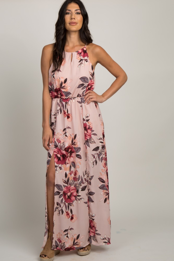 light pink floral maxi dress