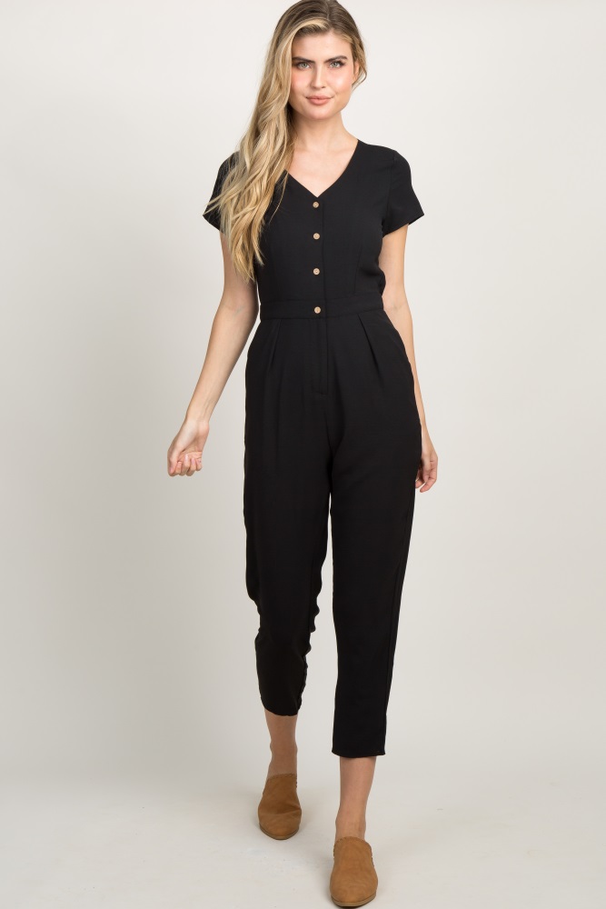 black short sleeve jumpsuit