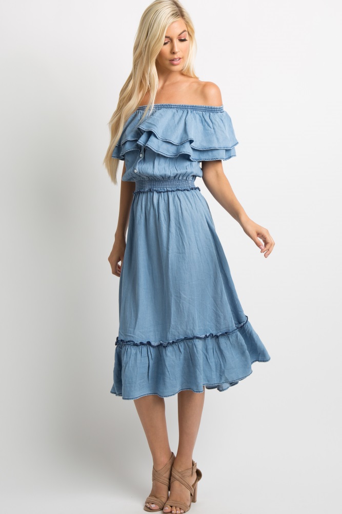chambray dress midi