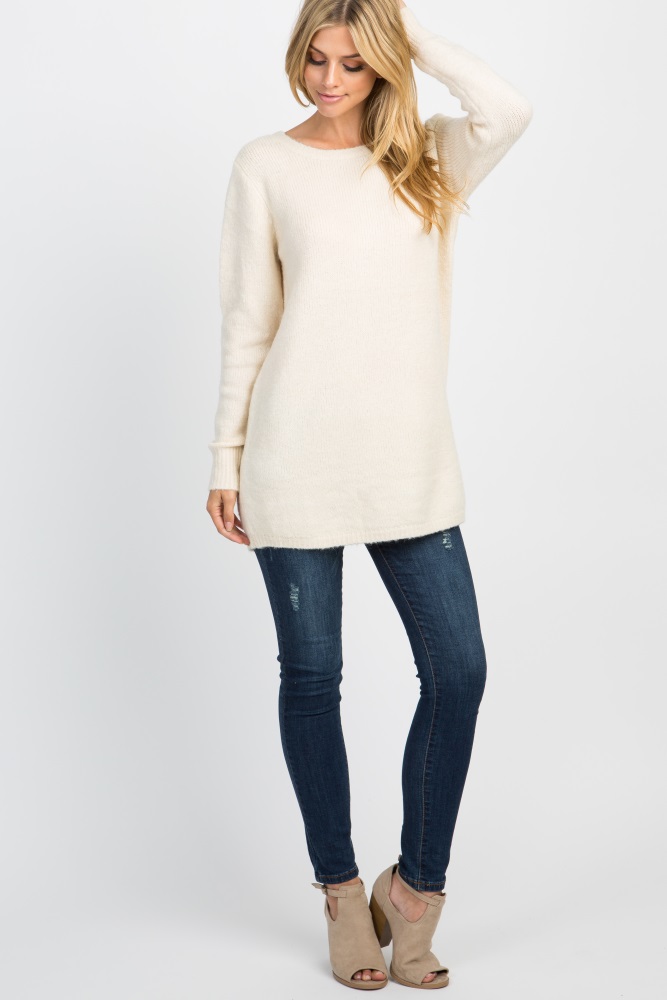 solid tie back backless sweatshirt