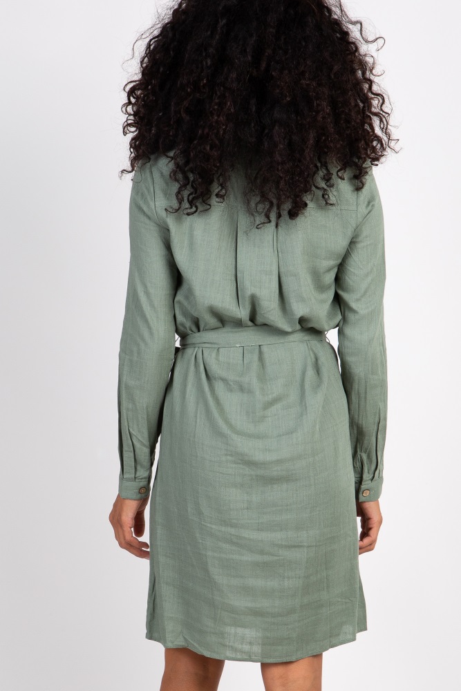 sage green linen dress