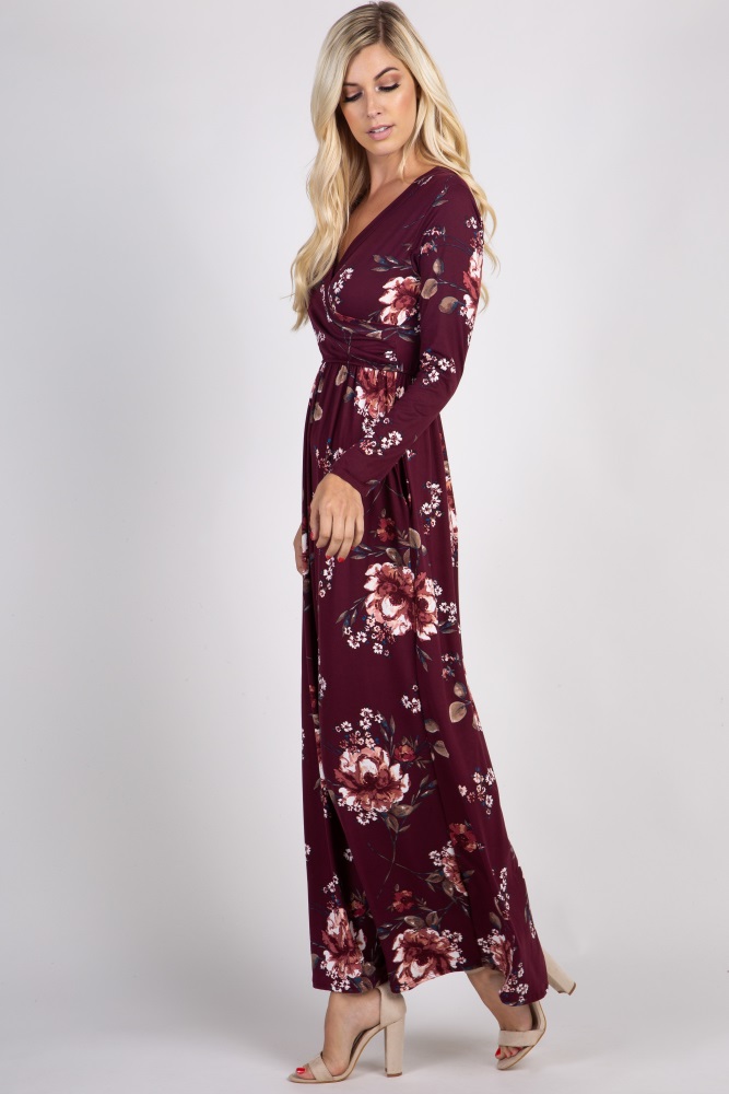 maroon floral dress