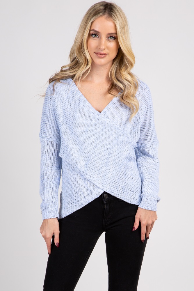 light blue wrap sweater