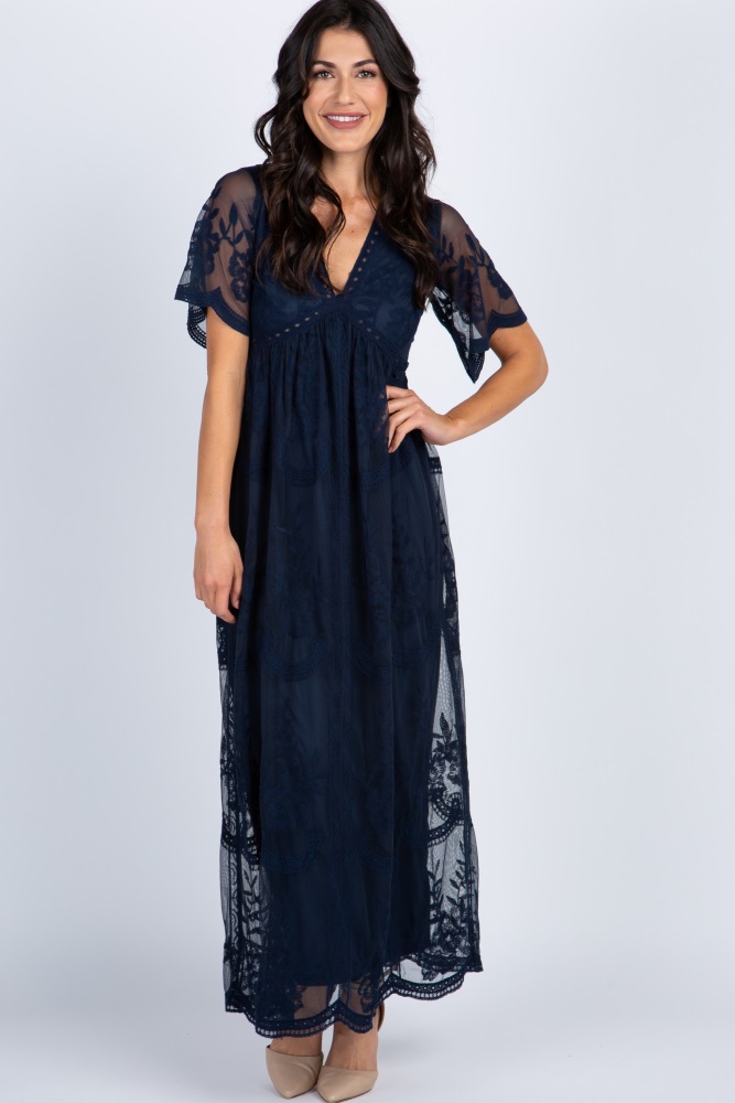 Navy hotsell lace maxi