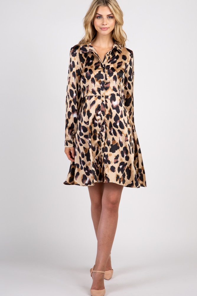 womens leopard print shirt dress