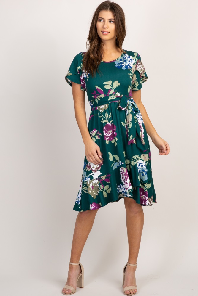 forest green floral dress