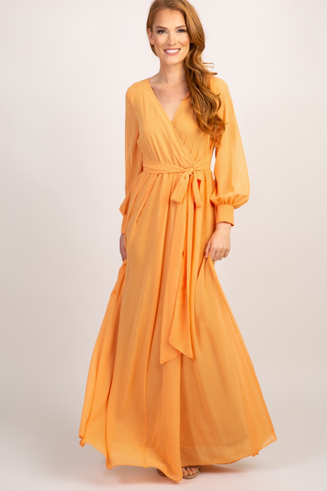 orange chiffon dress