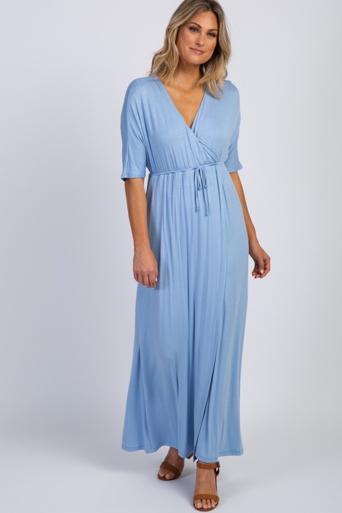light blue wrap maxi dress