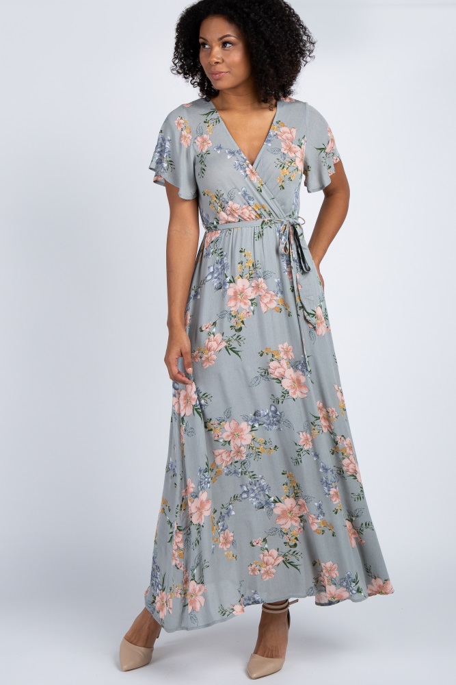 grey floral maxi dress