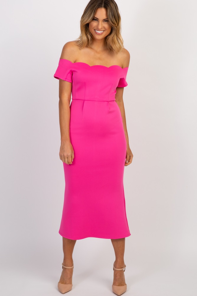 fuchsia off the shoulder dress