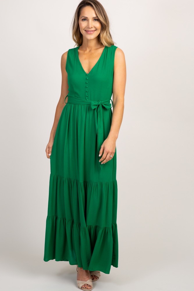 green sleeveless maxi dress