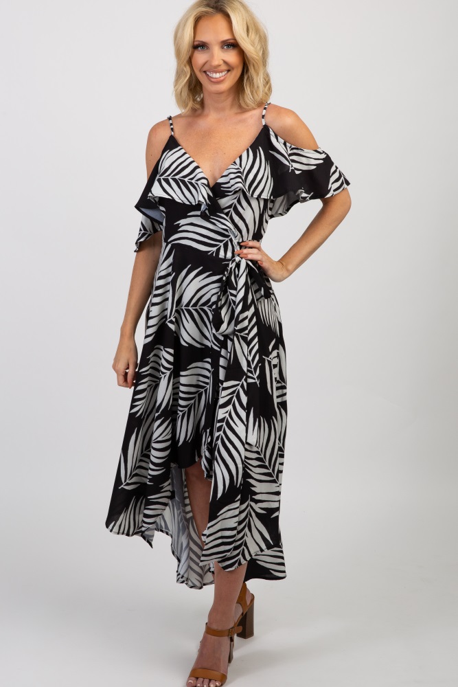 palm leaf wrap dress