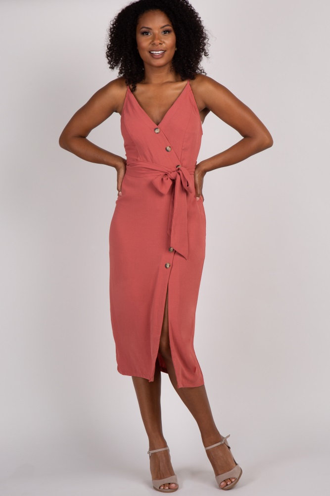 front tie midi dress