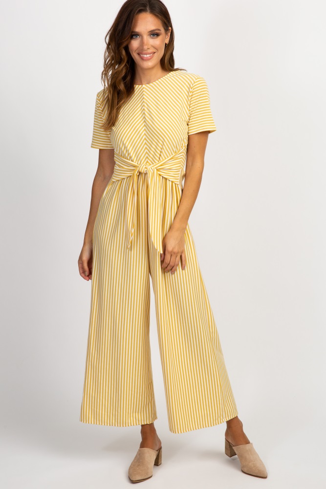yellow striped jumpsuit