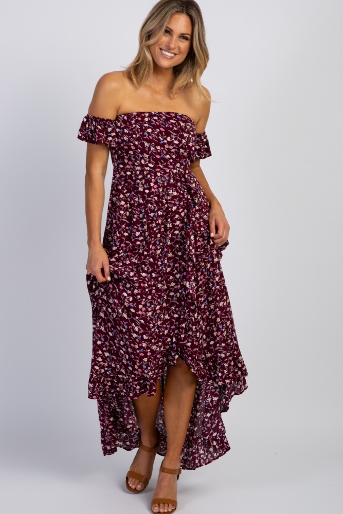 off the shoulder wrap maxi dress