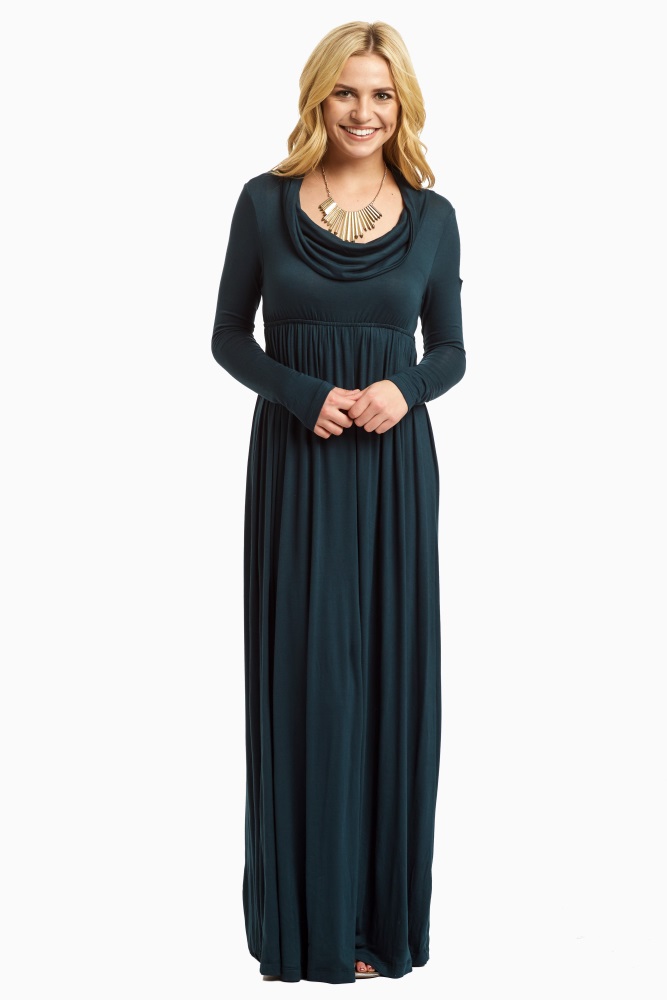 long sleeve cowl neck maxi dress